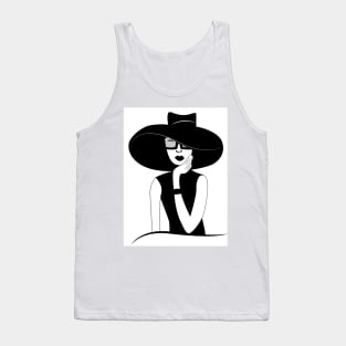 Black and white illustration of fancy lady in a hat Tank Top